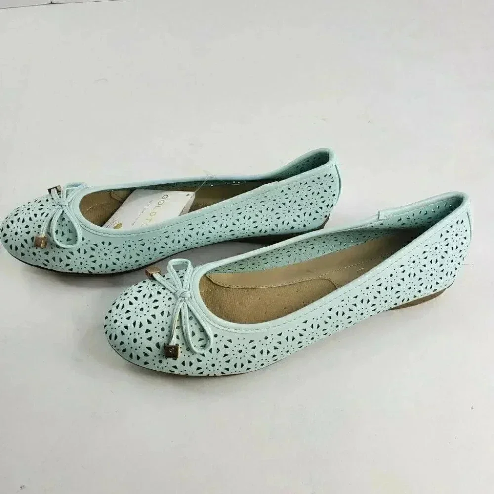 Goldtoe Comfort Plus Memory Foam Slip On Women's Bow Tie Flats Pumps New 7.5/9